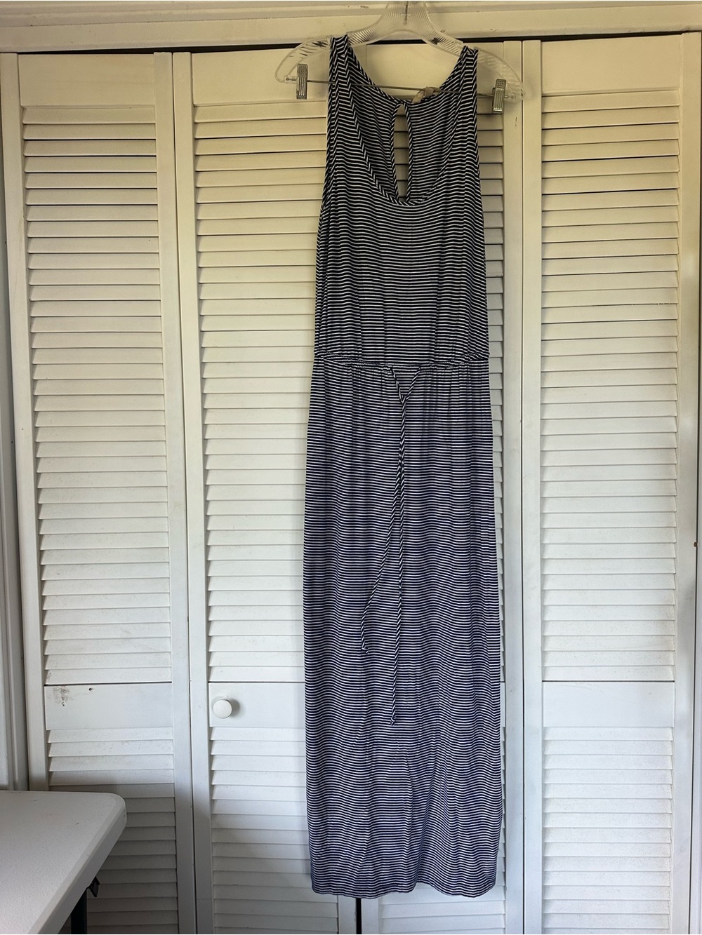 Banana Republic Navy and White Striped Maxi Dress